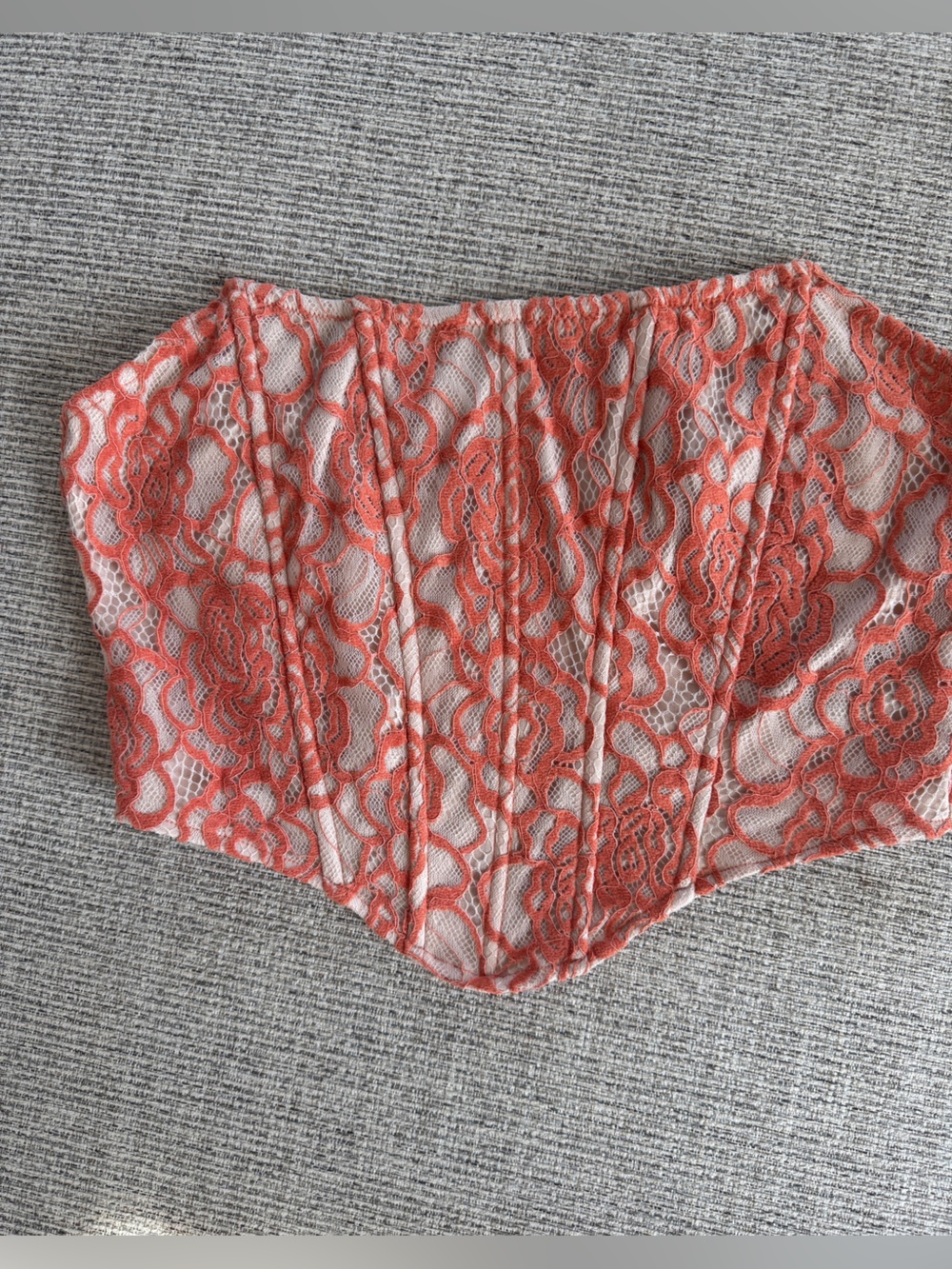 Windsor Coral Lace Strapless Corset Bustier Top | Size S